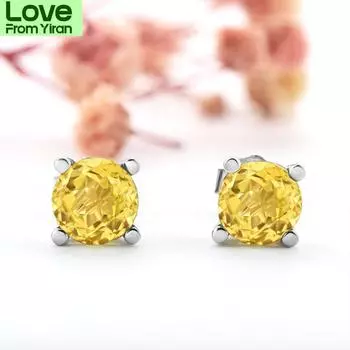 Серьги-гвоздики с настоящими драгоценными камнями 1 карат для женщин, 100% стерлинговое серебро 925 пробы, женские сверкающие свадебные серьги класса люкс