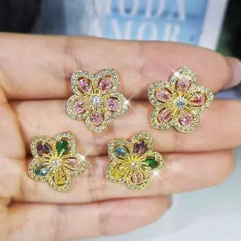 Серьги-гвоздики с натуральным топазом, серебро 925 пробы, иглы, изысканные бриллианты, бизутерия, серебро 925 пробы, ювелирные изделия, серьги Aros Mujer Oreja коралловый