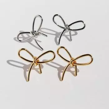 Серьги-гвоздики с объемным бантом из металла креативного дизайна, универсальные серьги темперамента 677