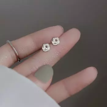 Серьги-гвоздики с обмоткой, женственность, простая мода, серьги-шарики с изгибом, серьги Ins Cold Wind Staggered