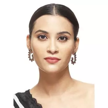 Серьги-гвоздики с окисленным рубиновым камнем, темно-бордовый, посеребренный, для взрослых и женщин