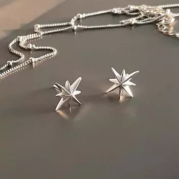 Серьги-гвоздики с октаграммой из стерлингового серебра 999 пробы, женские серьги нишевого дизайна, простые и изысканные, с отверстиями для ушей, с гвоздиками для ушных раковин, новые 999 silver