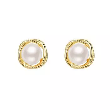 Серьги-гвоздики с перекрученным жемчугом Мебиуса, маленькие французские ретро-серьги