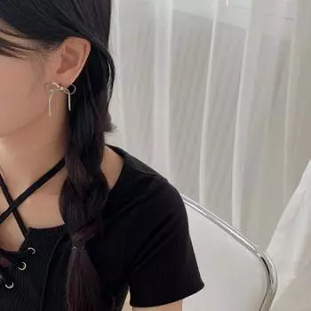 Серьги-гвоздики с плоской цепочкой и змеиной лентой Blue City, 2 цвета