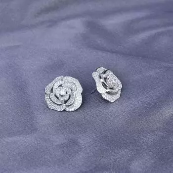 Серьги-гвоздики с полой розой и камелией для женщин, натуральное серебро 925 пробы, серьги Patry Aros Mujer Oreja Orecchini Box Girl белый