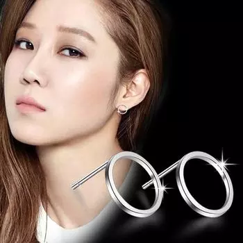 Серьги-гвоздики с полыми геометрическими кругами женские, темпераментные модные универсальные простые индивидуальные дневные посеребренные украшения для ушей