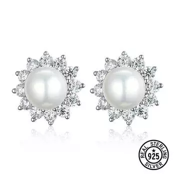 Серьги-гвоздики с пресноводным жемчугом, обручальные свадебные украшения, классические серьги из стерлингового серебра 925 пробы, винтажные женские ювелирные украшения 5.5-6mm