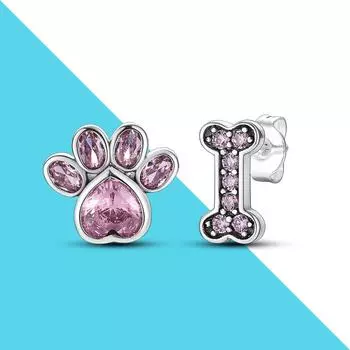 Серьги-гвоздики с розовым принтом и костями, оригинальный дизайн, серебро 925 пробы, модные ювелирные украшения, подарок на фестиваль для женщин