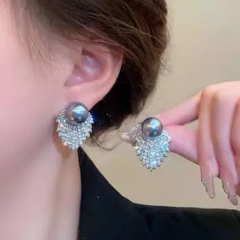 Серебряные серьги-гвоздики с жемчугом в форме листа и иглы, легкие роскошные серьги для женщин