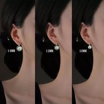 Серьги-гвоздики с серебряным покрытием S925 Простые стильные серьги-гвоздики с невыцветающим эффектом для поездок на работу Серьги-гвоздики с маленькими шариками из льна и серого жемчуга Темперамент