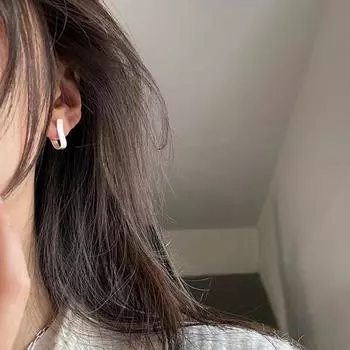 Серьги-гвоздики с серебряным покрытием S925 для женщин, серьги-гвоздики с косточкой в форме мочки уха, холодный воздух, U-образные матовые, свободный дизайн, чувство OL