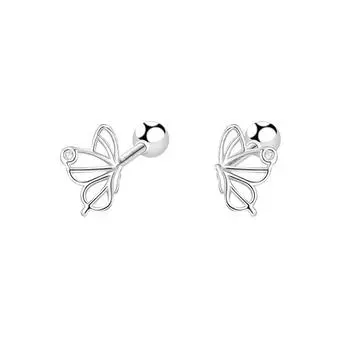 Серьги-гвоздики с серебряным покрытием S925 Серьги-гвоздики с насекомыми из циркония и бриллиантами Превосходные серьги-гвоздики с полукруглой застежкой в форме крыла бабочки