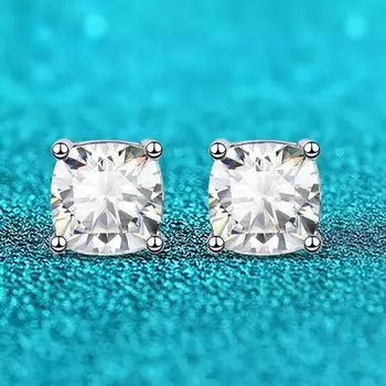 Серьги-гвоздики с сертифицированным муассанитом цвета D, 1 карат, для женщин, роскошные классические свадебные украшения, серьги из стерлингового серебра S925 1ct