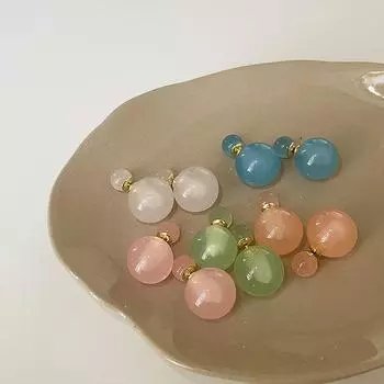 Серьги-гвоздики с шариками из смолы цвета дофамина, женские, в стиле Гонконга, ретро, элегантность, индивидуальность, мода, темперамент, серьги