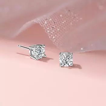 Серьги-гвоздики с шестью лапками и имитацией моцареллы с бриллиантами, простые и универсальные серьги с одним бриллиантом, классические серьги, компактные.