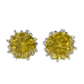 Серьги-гвоздики с сине-зеленым цирконом, 2 карата, серьги-гвоздики с осьминогом, цирконом, цветочным желтым бриллиантом