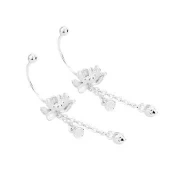 Серьги-гвоздики с трехмерными винтами в форме лотоса, новые китайские винтовые застежки, песочная поверхность, цепочка, лепестки лотоса, C-образные серьги-гвоздики для женщин Copper (One Price)