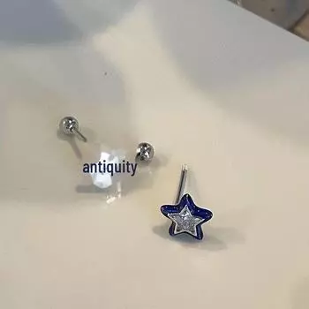 Серьги-гвоздики с винтовой пряжкой из королевского синего циркония - элегантные и универсальные модные украшения для женщин five-pointed star, a pair королевский синий