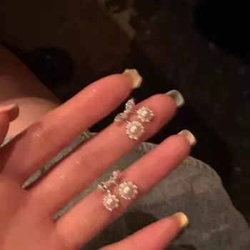 Серьги-гвоздики с вишневым жемчугом, милые сладкие фруктовые серьги, летние украшения