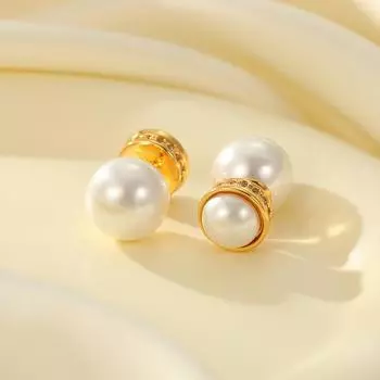 Серьги-гвоздики с жемчугом Advanced Sense, противоаллергические, квадратные, универсальные серьги Ancient Cold Wind 18K белый