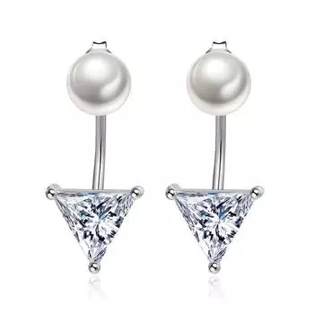 Серьги-гвоздики с жемчугом для женщин, серьги с кристаллами и бриллиантами, Simple Temperament, персонализированные треугольные серьги.