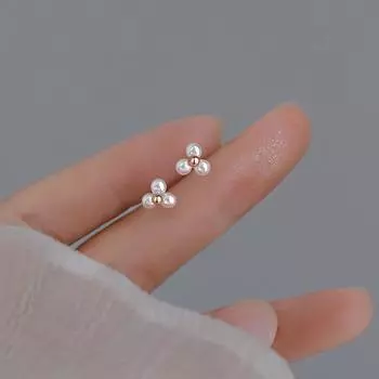 Серьги-гвоздики с жемчугом, геометрические треугольные серьги Niche Design, простые серьги Cold Wind