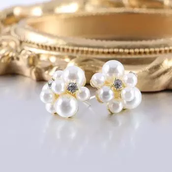 Серьги-гвоздики с жемчугом и блестками для вечеринки в стиле леди, корейские серьги, женские украшения белый