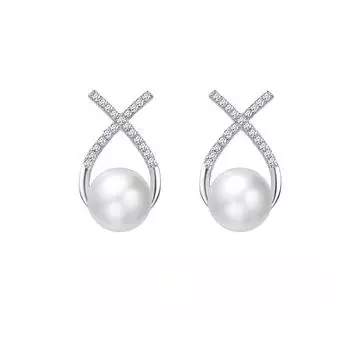 Серьги-гвоздики с жемчугом и крестиком из серебра 925 пробы, легкие, роскошные, премиальные, темпераментные, французские серьги, изысканные серьги 925 Silver