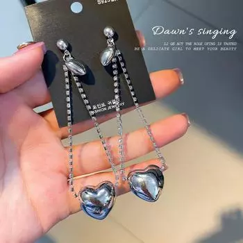 Серьги-гвоздики с жемчугом Love Metallic Sweet Cool Нишевый дизайн Серьги Длинные серьги в крутом стиле