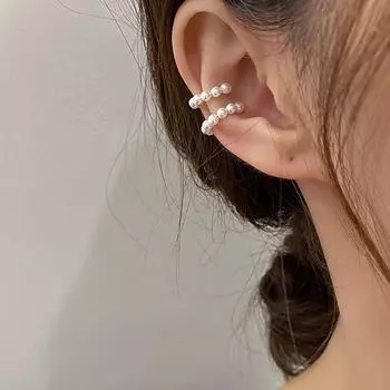 Серьги-гвоздики с жемчугом нишевого дизайна, стильные и простые универсальные зажимы для ушей с пряжкой в стиле ретро белый