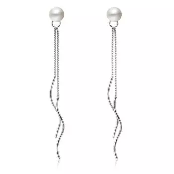 Серьги-гвоздики с жемчугом, темпераментные модные популярные серьги-цепочки с гофрированной бахромой, длинные серьги-гвоздики, персонализированные милые серьги