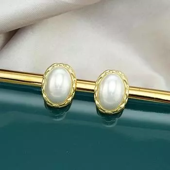 Серьги-гвоздики с жемчугом в форме яйца, роскошные серьги Sense Light, модные женские серьги в стиле ретро, ювелирные изделия 14k белый