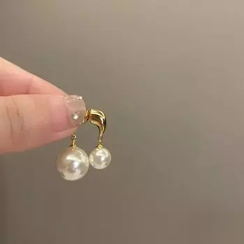 Серьги-гвоздики с жемчугом в стиле ретро, изысканные модные ювелирные изделия, милые висячие серьги для женщин Pearl