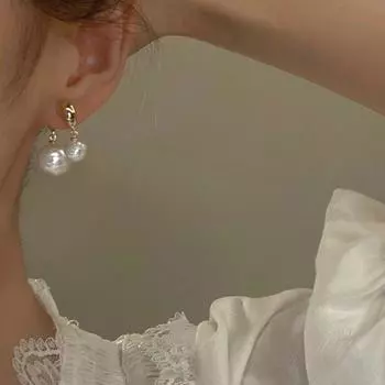 Серьги-гвоздики с жемчугом в стиле ретро, изысканные классические серьги-клипсы, сладкие висячие серьги для свадьбы Pearl