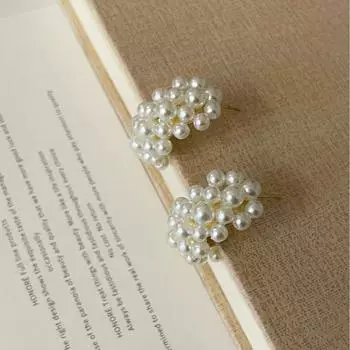 Серьги-гвоздики с жемчугом в стиле ретро, женские, легкие, роскошные, изысканные, женские, нишевые, высококачественные, универсальные, новые серьги copper