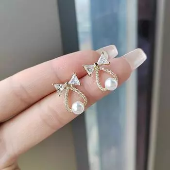 Серьги-гвоздики с жемчугом в стиле ретро, женские, 925 дюймов, легкие, роскошные, высокого класса, темпераментные, персонализированные серьги золотой