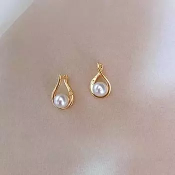 Серьги-гвоздики с жемчужным крестом, женские, французские, легкие, роскошные, геометрические, трехмерные, капли воды, темпераментные, литературные, металлические серьги