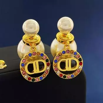 Серьги-гвоздики с жемчужными буквами сзади, женственность, стиль знаменитости, модный дизайн, полые круглые бриллиантовые серьги-гвоздики золотой