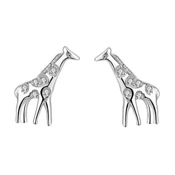 Серьги-гвоздики с жирафом из стерлингового серебра 925 пробы, мужские и женские индивидуальные антиаллергенные серебряные серьги с животными 925
