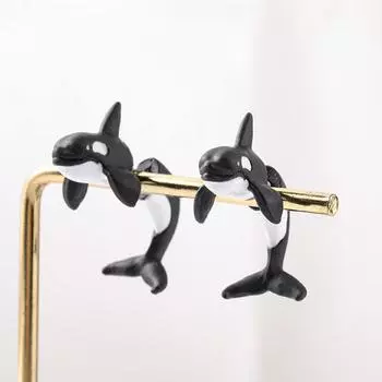 Серьги-гвоздики с животными для женщин, для улицы, путешествий, вечеринок, праздников, платьев, подарки чёрный