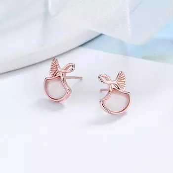 Серьги-гвоздики Sansheng из стерлингового серебра 925 пробы с абрикосами, женские, превосходные, элегантные, белые, с листьями гинкго, серьги-кольца Temperament Entry Lux