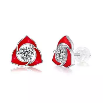 Серьги-гвоздики Sherich с цветком из стерлингового серебра 925 пробы, эмалью, 0,5 карата, муассанитом и бриллиантами, женские ювелирные изделия белый