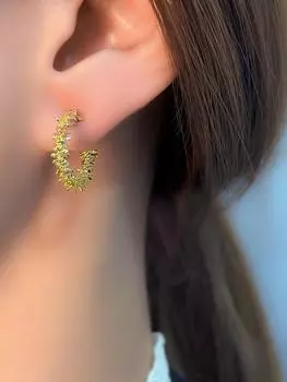 Серьги-гвоздики Simple Circle Broken Silver Temperament French Universal Light Luxury Temperament, специальное предложение