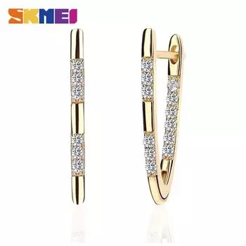 Серьги-гвоздики Skmei для женщин, роскошные V-образные посеребренные медные серьги, блестящие 5A + кубический цирконий, горячее модное ювелирное изделие, подарок розового золота
