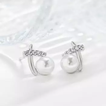 Серьги-гвоздики Small Lines X японской и корейской версии с бриллиантовой инкрустацией и высококачественными индивидуальными серьгами в холодном стиле