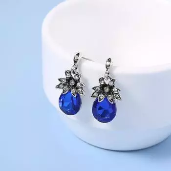 Серьги-гвоздики со стразами, классические серьги в стиле ретро, минималистичные серьги-подвески с кристаллами для свадьбы, выпускного вечера, годовщины свадьбы синий