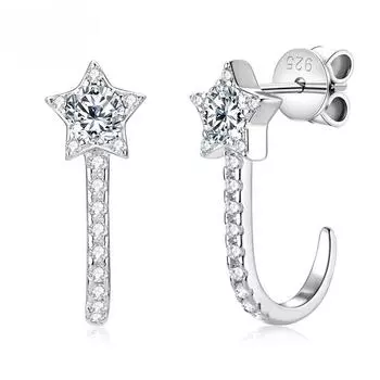 Серьги-гвоздики со звездами D цвета 4 мм для девочек, серебро 925 пробы, уникальные эстетические женские серьги, ювелирные изделия на Рождество, День святого Валентина, подарок