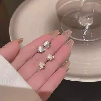 Серьги-гвоздики со звездами из стерлингового серебра с кошачьим глазом E5723 серебряный