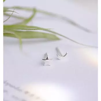 Серьги-гвоздики Star Moon S925 Silver для женщин, мини-серьги, студенческие минималистичные серьги 925