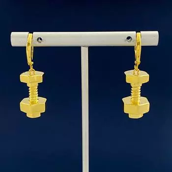 Серьги-гвоздики Street Shot Cool Design Screw Decorative Earrings Simple Personality Copper Stud Earrings серебряный